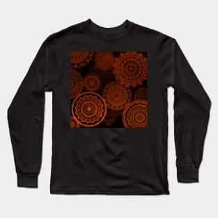 Mandala Rain Warm Orange Long Sleeve T-Shirt